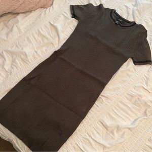 Army green body con dress